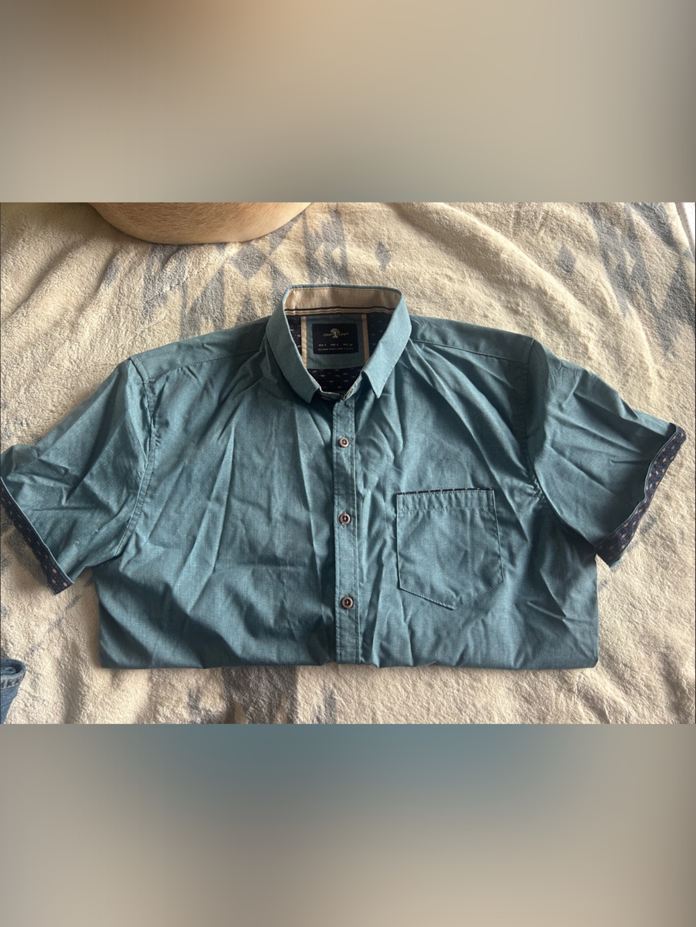 Men's Teal Short Sleeve Button-Down Casual Shirt